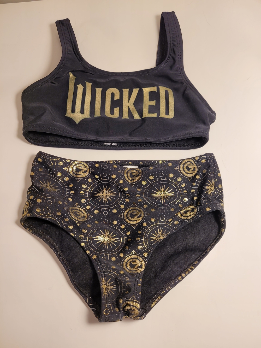 Girls' Black & Gold 'Wicked' Two-Piece Swim Set